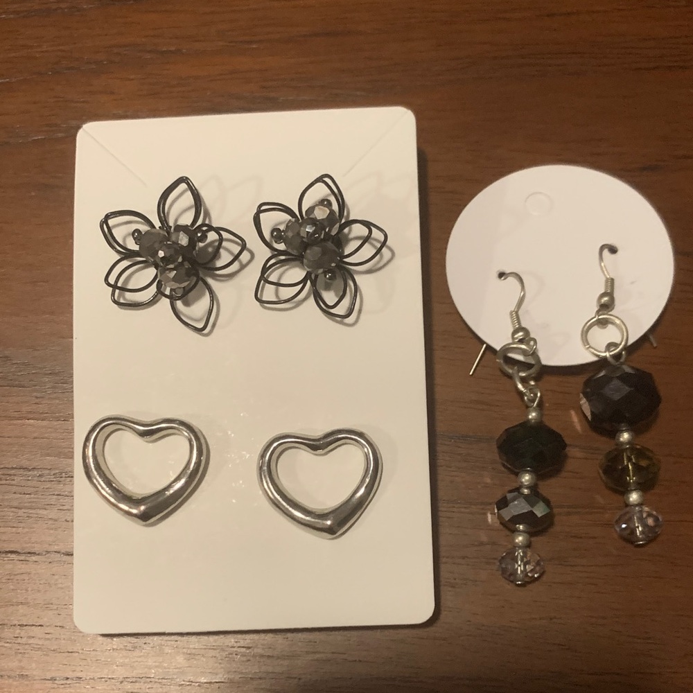 Set of Black and Silver Earring bundle